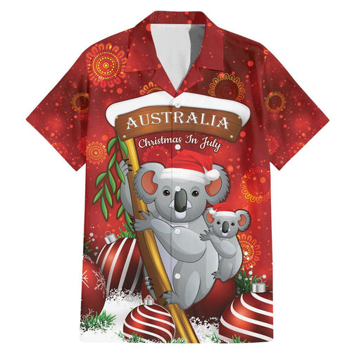 Australia Koala Family Matching Mermaid Dress and Hawaiian Shirt Christmas In July - Red