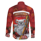 Australia Koala Family Matching Off The Shoulder Long Sleeve Dress and Hawaiian Shirt Christmas In July - Red