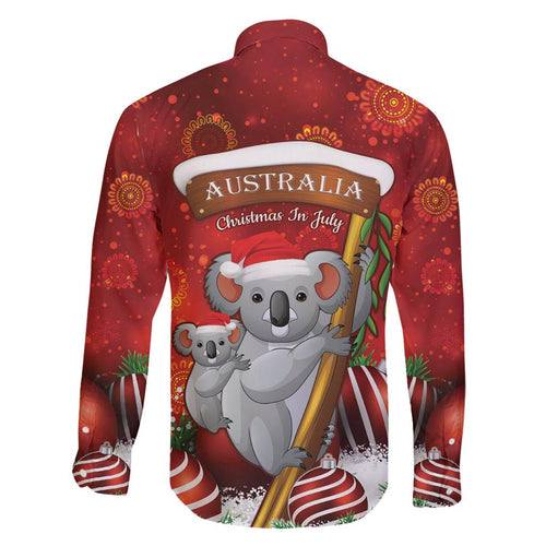 Australia Koala Family Matching Off The Shoulder Long Sleeve Dress and Hawaiian Shirt Christmas In July - Red