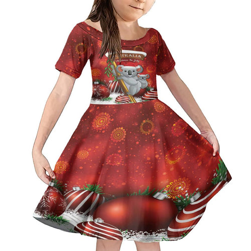 Australia Koala Family Matching Off Shoulder Maxi Dress and Hawaiian Shirt Christmas In July - Red