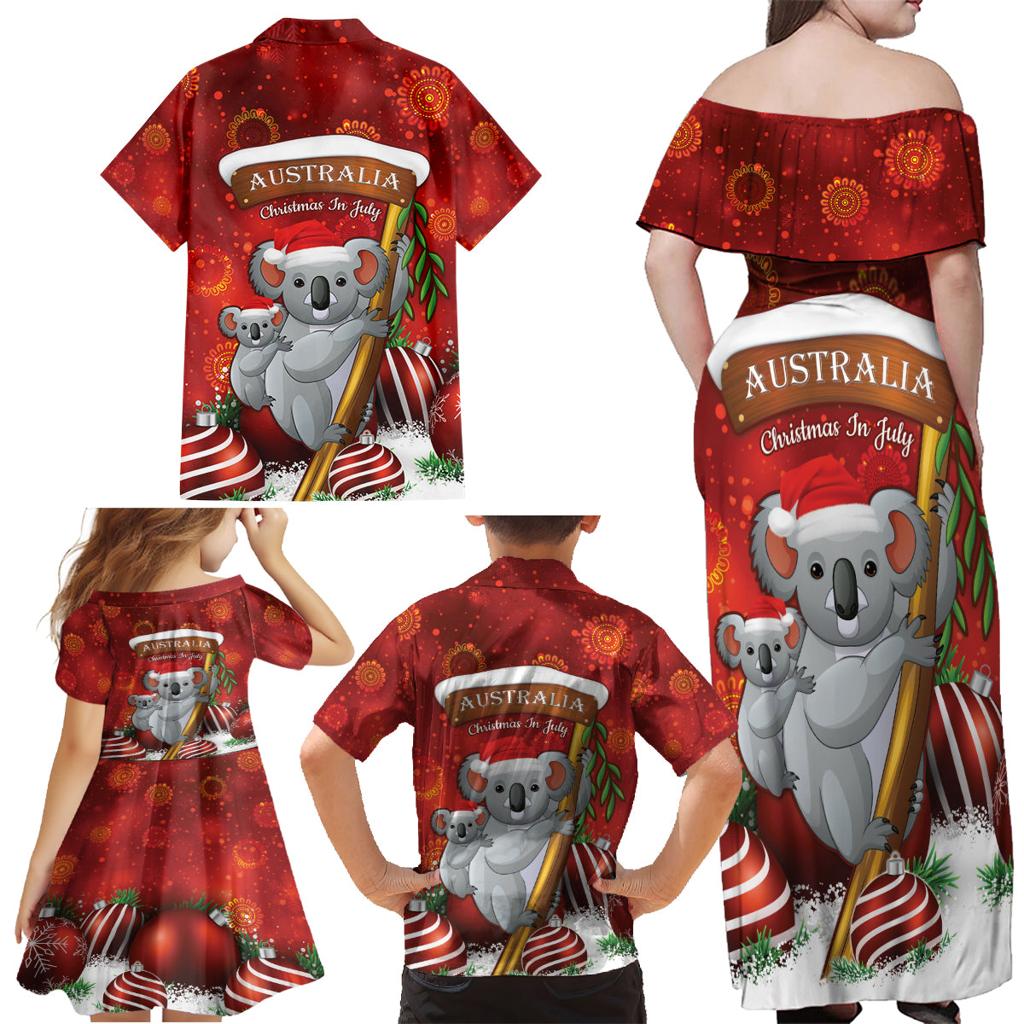 Australia Koala Family Matching Off Shoulder Maxi Dress and Hawaiian Shirt Christmas In July - Red