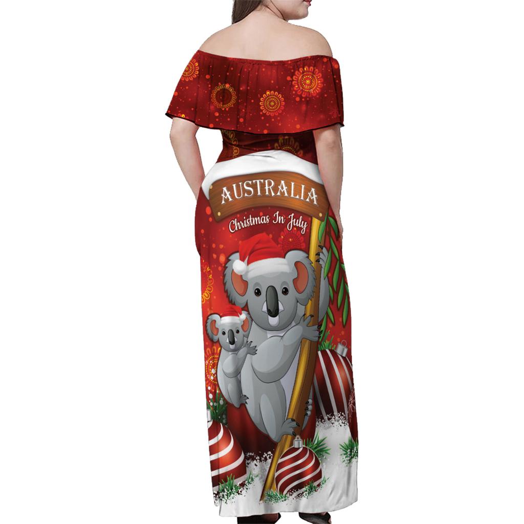 Australia Koala Family Matching Off Shoulder Maxi Dress and Hawaiian Shirt Christmas In July - Red