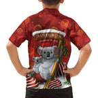 Australia Koala Family Matching Off Shoulder Short Dress and Hawaiian Shirt Christmas In July - Red