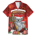 Australia Koala Family Matching Off Shoulder Short Dress and Hawaiian Shirt Christmas In July - Red