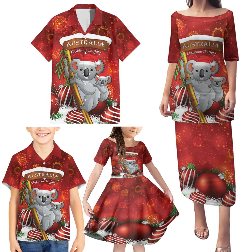 Australia Koala Family Matching Puletasi and Hawaiian Shirt Christmas In July - Red