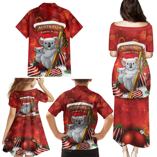Australia Koala Family Matching Puletasi and Hawaiian Shirt Christmas In July - Red
