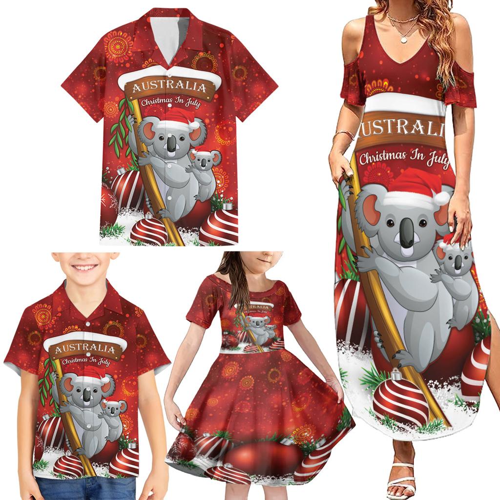 Australia Koala Family Matching Summer Maxi Dress and Hawaiian Shirt Christmas In July - Red