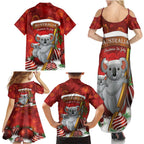 Australia Koala Family Matching Summer Maxi Dress and Hawaiian Shirt Christmas In July - Red