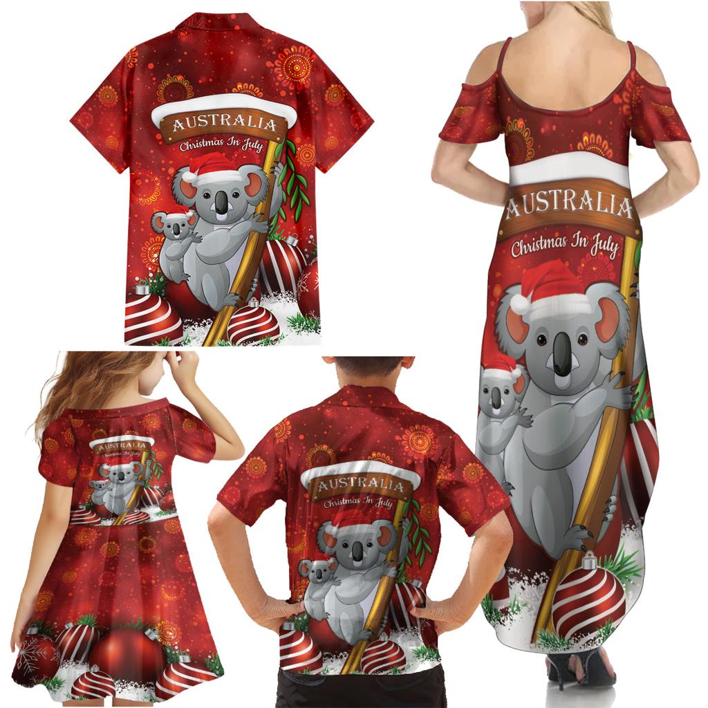 Australia Koala Family Matching Summer Maxi Dress and Hawaiian Shirt Christmas In July - Red