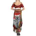 Australia Koala Family Matching Summer Maxi Dress and Hawaiian Shirt Christmas In July - Red