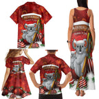 Australia Koala Family Matching Tank Maxi Dress and Hawaiian Shirt Christmas In July - Red