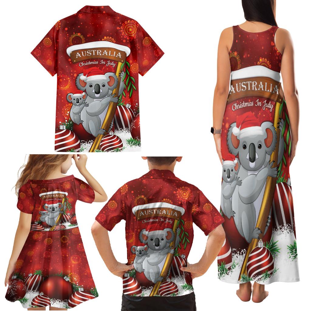 Australia Koala Family Matching Tank Maxi Dress and Hawaiian Shirt Christmas In July - Red