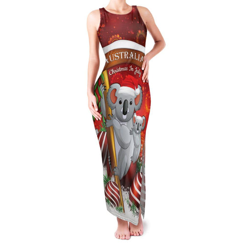 Australia Koala Family Matching Tank Maxi Dress and Hawaiian Shirt Christmas In July - Red