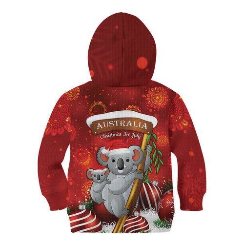 Australia Koala Kid Hoodie Christmas In July - Red