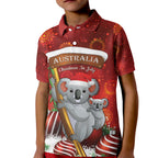 Australia Koala Kid Polo Shirt Christmas In July - Red