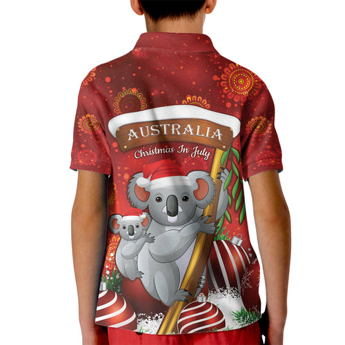 Australia Koala Kid Polo Shirt Christmas In July - Red