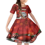 Australia Koala Kid Short Sleeve Dress Christmas In July - Red