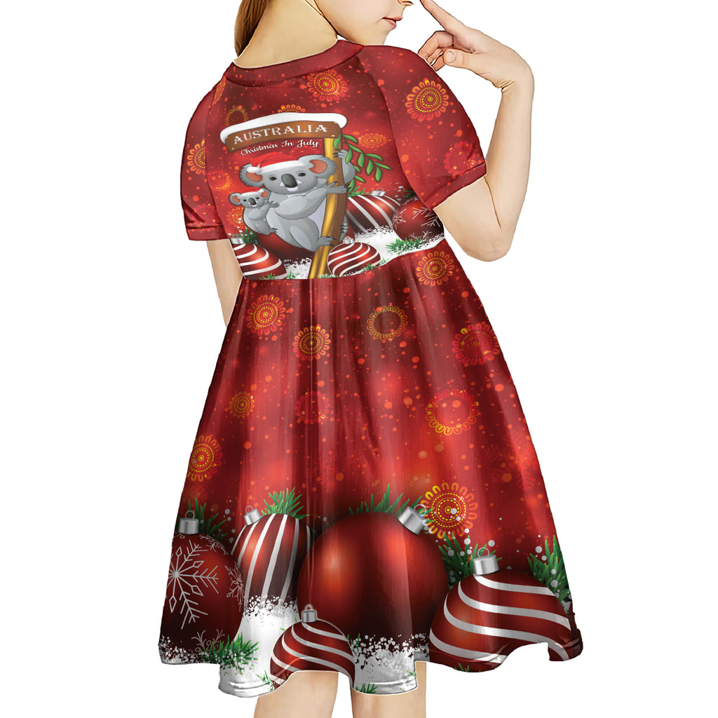 Australia Koala Kid Short Sleeve Dress Christmas In July - Red