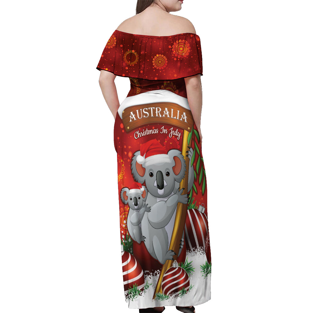 Australia Koala Off Shoulder Maxi Dress Christmas In July - Red