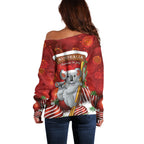 Australia Koala Off Shoulder Sweater Christmas In July - Red