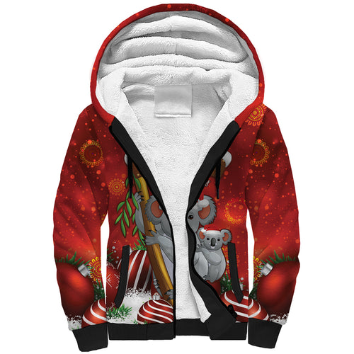 Australia Koala Sherpa Hoodie Christmas In July - Red