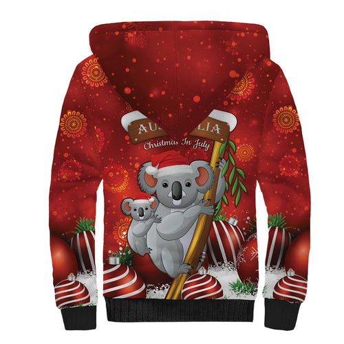 Australia Koala Sherpa Hoodie Christmas In July - Red