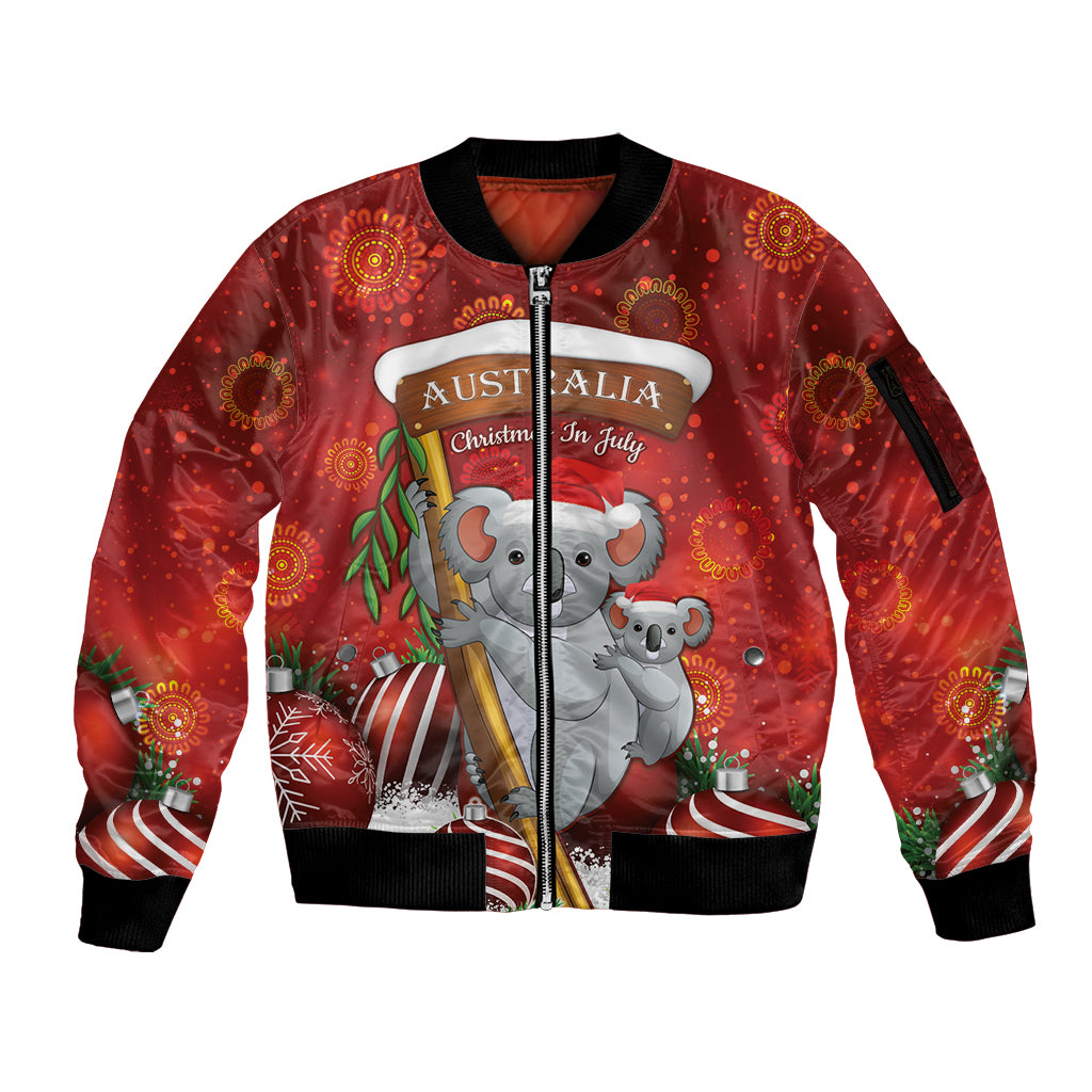 Australia Koala Sleeve Zip Bomber Jacket Christmas In July - Red