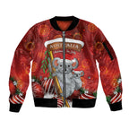 Australia Koala Sleeve Zip Bomber Jacket Christmas In July - Red