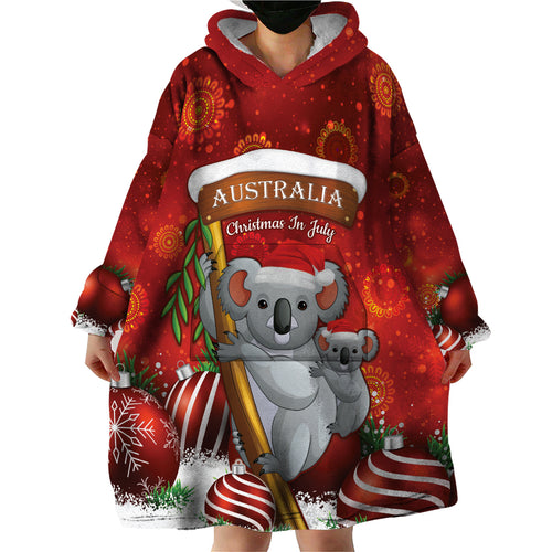 Australia Koala Wearable Blanket Hoodie Christmas In July - Red