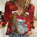 Australia Koala Women Casual Shirt Christmas In July - Red