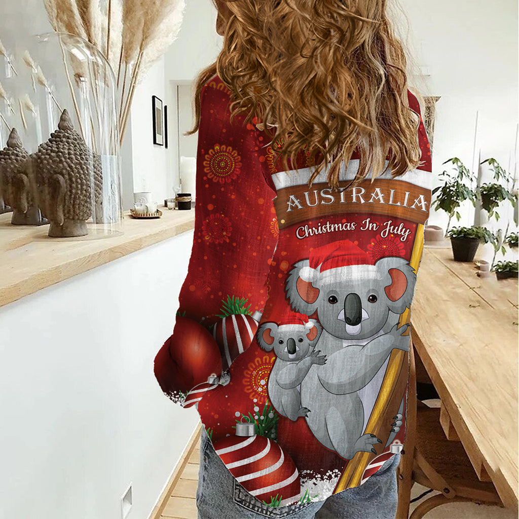 Australia Koala Women Casual Shirt Christmas In July - Red