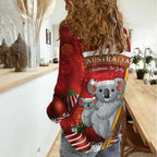 Australia Koala Women Casual Shirt Christmas In July - Red