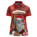 Australia Koala Women Polo Shirt Christmas In July - Red