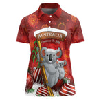 Australia Koala Women Polo Shirt Christmas In July - Red