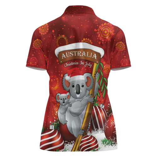 Australia Koala Women Polo Shirt Christmas In July - Red