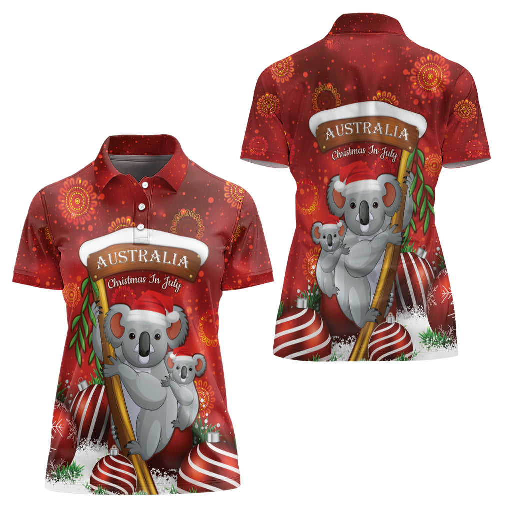 Australia Koala Women Polo Shirt Christmas In July - Red