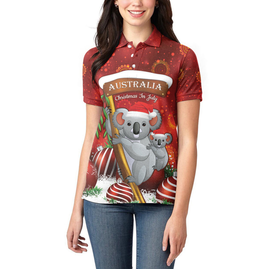 Australia Koala Women Polo Shirt Christmas In July - Red