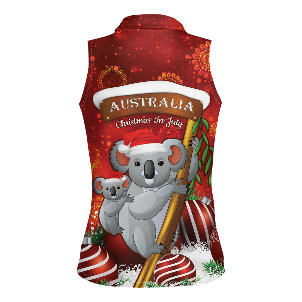 Australia Koala Women Sleeveless Polo Shirt Christmas In July - Red