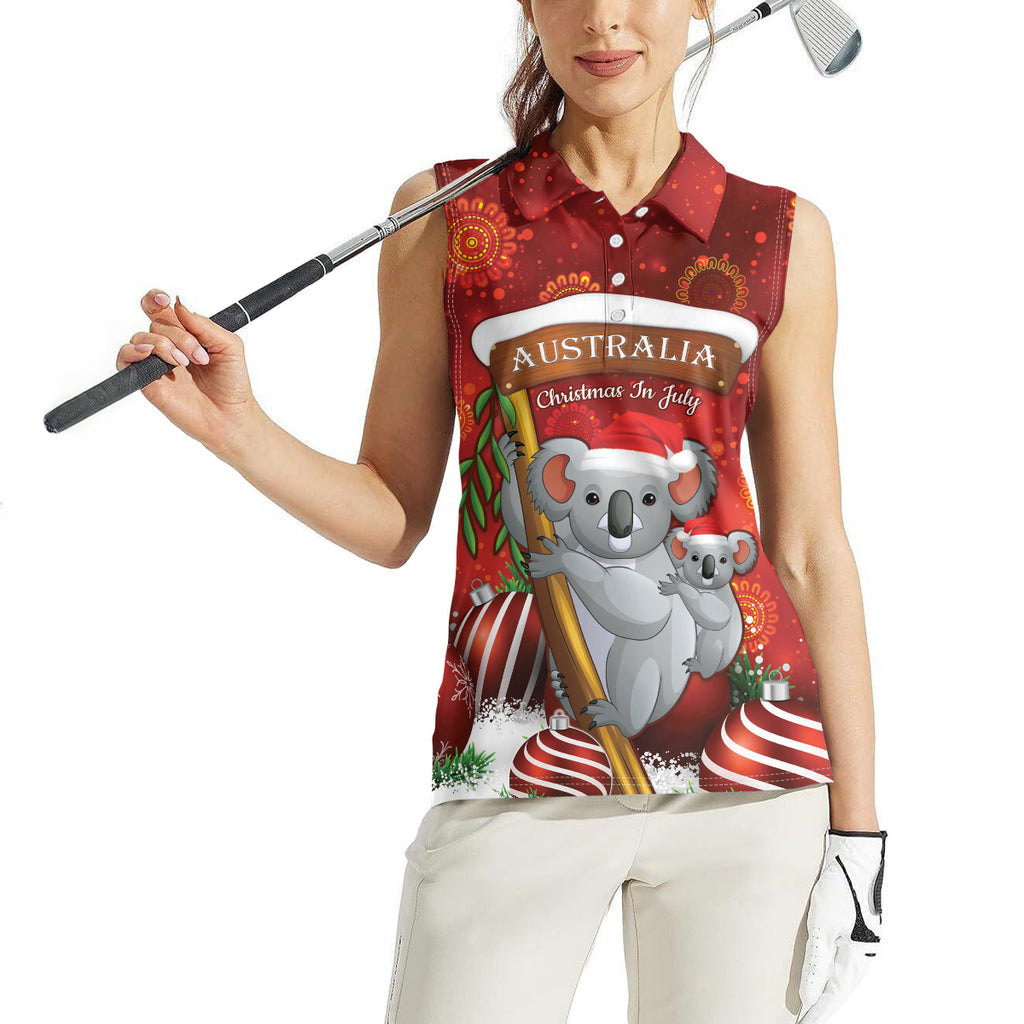 Australia Koala Women Sleeveless Polo Shirt Christmas In July - Red
