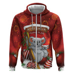 Australia Koala Zip Hoodie Christmas In July - Red