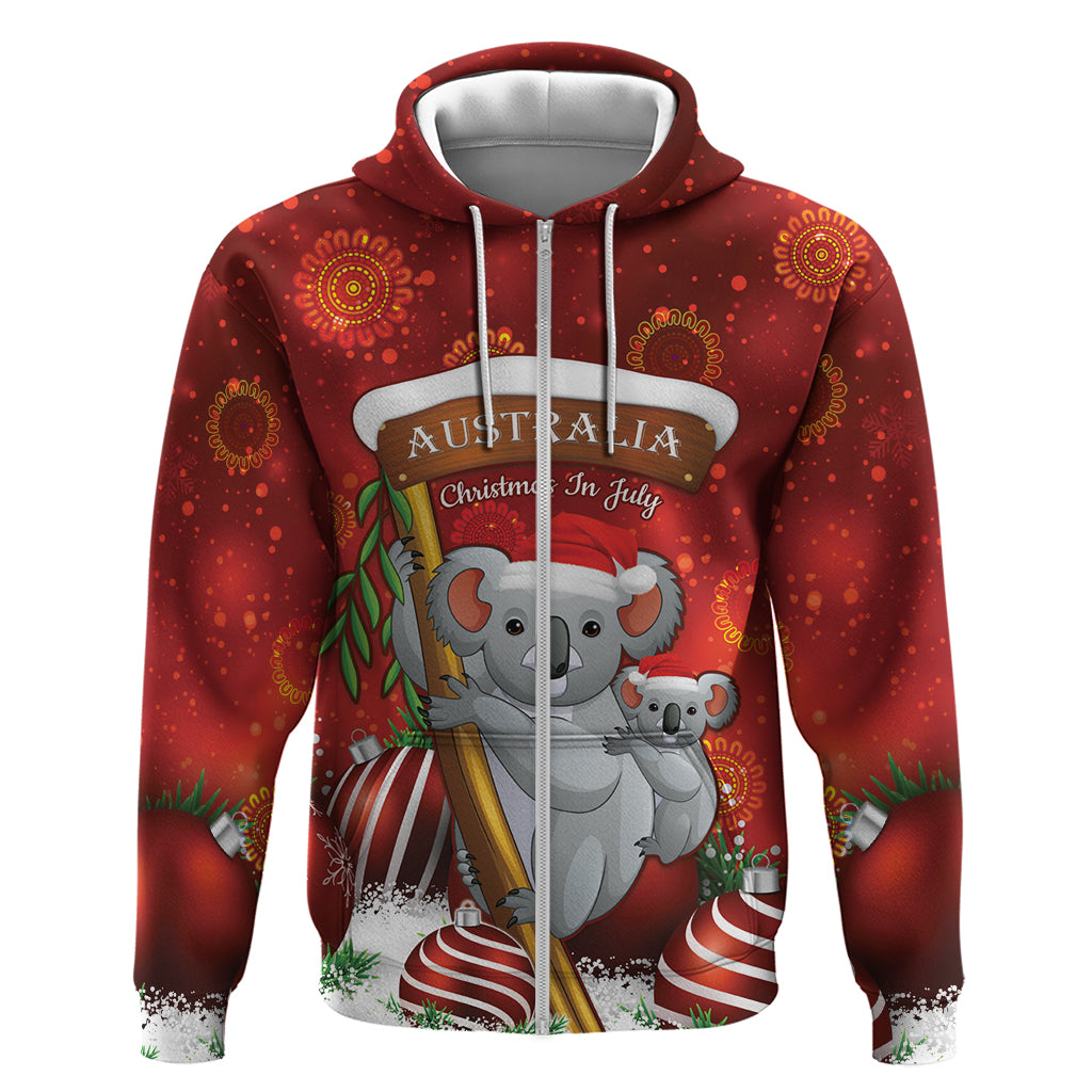 Australia Koala Zip Hoodie Christmas In July - Red