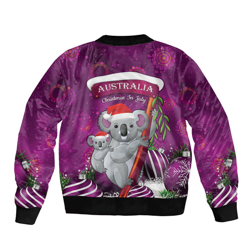 Australia Koala Bomber Jacket Christmas In July - Purple
