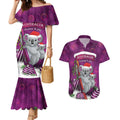 Australia Koala Couples Matching Mermaid Dress and Hawaiian Shirt Christmas In July - Purple