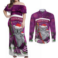 Australia Koala Couples Matching Off Shoulder Maxi Dress and Long Sleeve Button Shirt Christmas In July - Purple