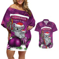 Australia Koala Couples Matching Off Shoulder Short Dress and Hawaiian Shirt Christmas In July - Purple