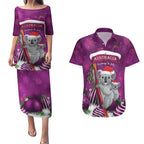 Australia Koala Couples Matching Puletasi and Hawaiian Shirt Christmas In July - Purple