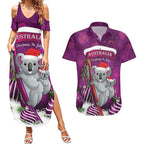 Australia Koala Couples Matching Summer Maxi Dress and Hawaiian Shirt Christmas In July - Purple