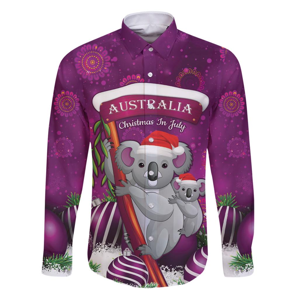 Australia Koala Family Matching Long Sleeve Bodycon Dress and Hawaiian Shirt Christmas In July - Purple