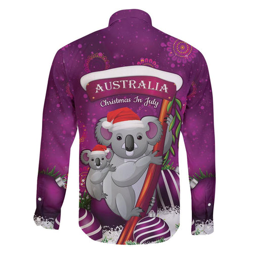 Australia Koala Family Matching Long Sleeve Bodycon Dress and Hawaiian Shirt Christmas In July - Purple