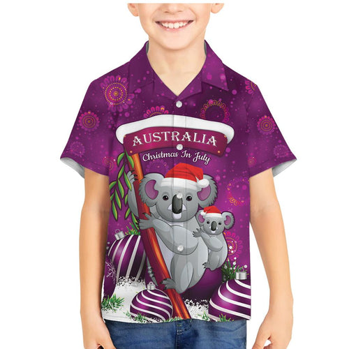 Australia Koala Family Matching Mermaid Dress and Hawaiian Shirt Christmas In July - Purple